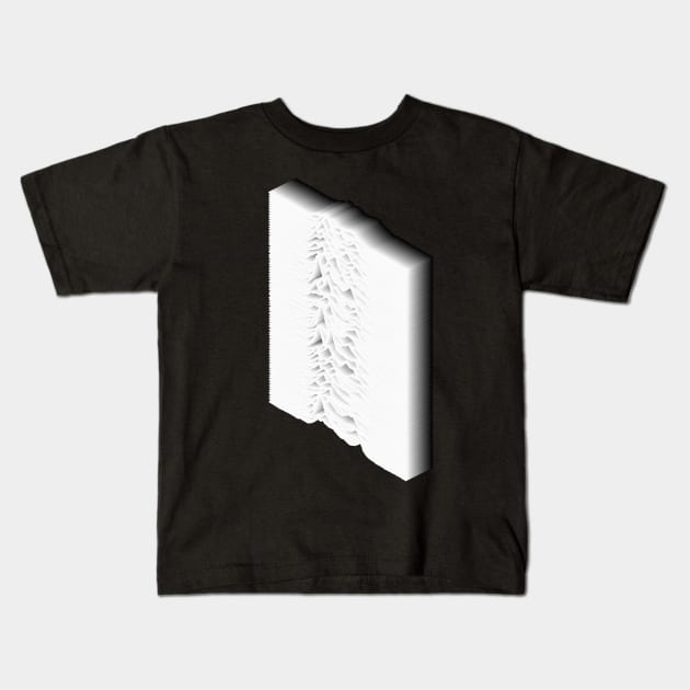 3D Unknown Pleasures Inspired Graphic Design Artwork Kids T-Shirt by DankFutura